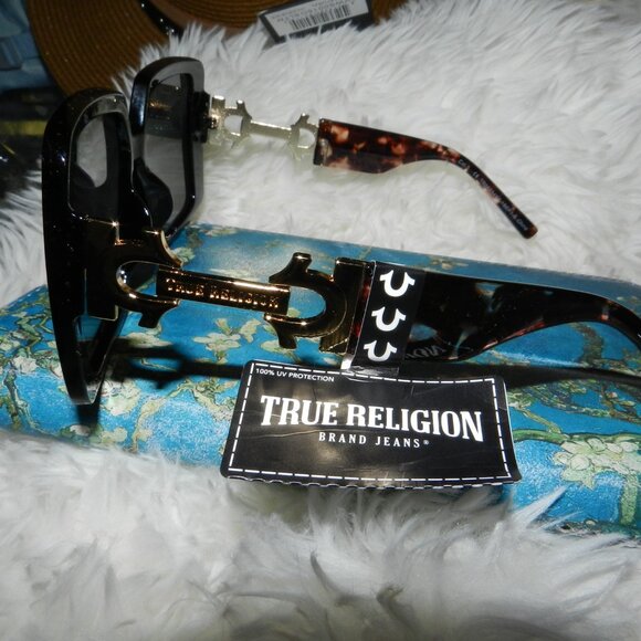TRUE RELIGION LOGO TURQUOISE UV SQUARE OVERSIZED SUNGLASSES 🎈HP🎉🎈🆕😮‍💨⚡🚚 - Picture 6 of 16